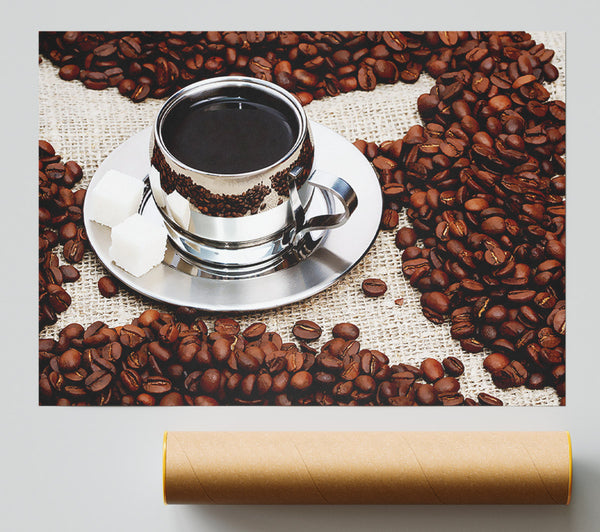 Silver Coffee Beans Print
