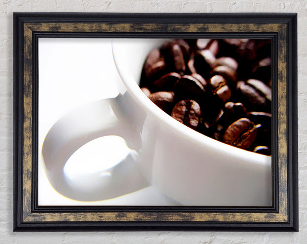 White Coffee Bean Mug Framed Print