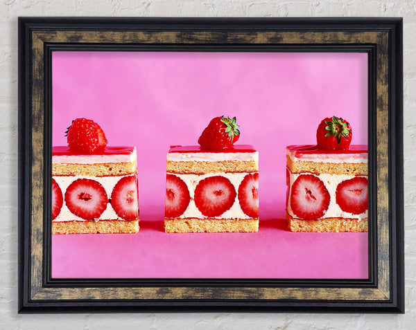 Strawberry Cake Delight Framed Print
