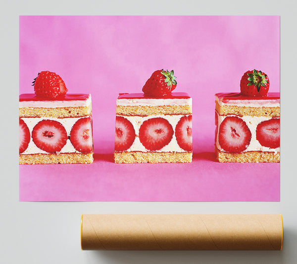 Strawberry Cake Delight Poster