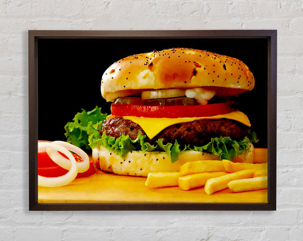 Burger und Pommes