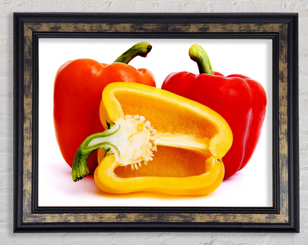 Pepper Halves Framed Print