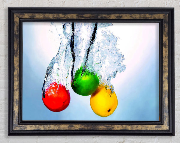 Fruit Trio Splash Framed Print