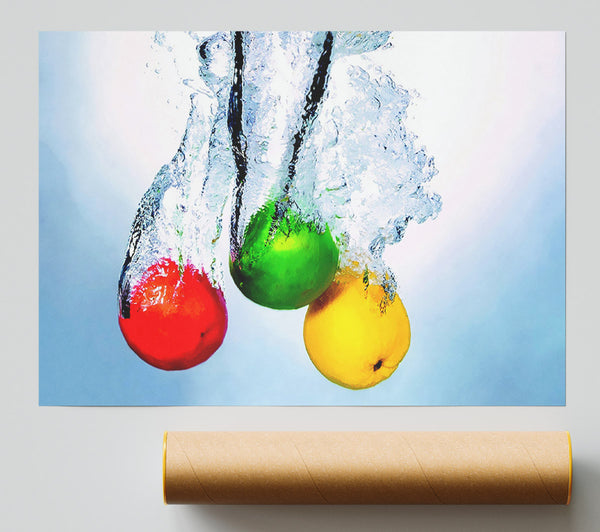 Fruit Trio Splash Poster