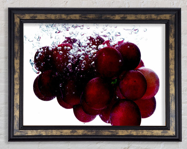 Water Splash Grapes Framed Print