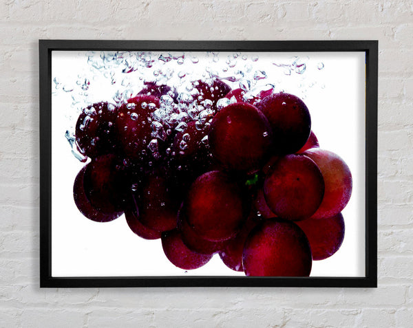 Water Splash Grapes Framed Print