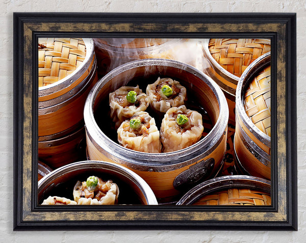 Steaming Dimsum Framed Print