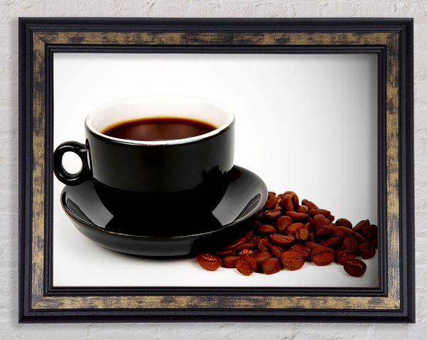 Black Coffee With Beans Framed Print