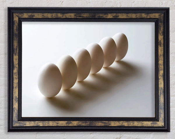 White Eggs Marching Framed Print