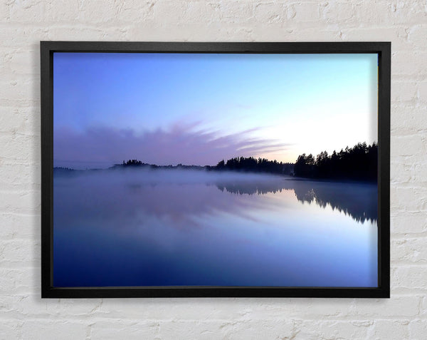 Tranquil Blue Morning Lake Framed Print