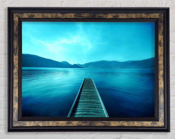 Blue Lake Dock Framed Print