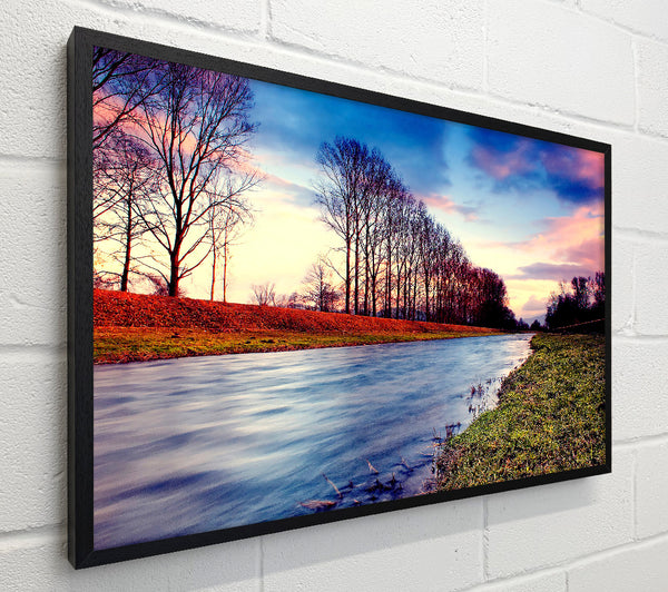 Countryside Stream At Sunset