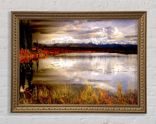 Lake Autumn Clouds Framed Print