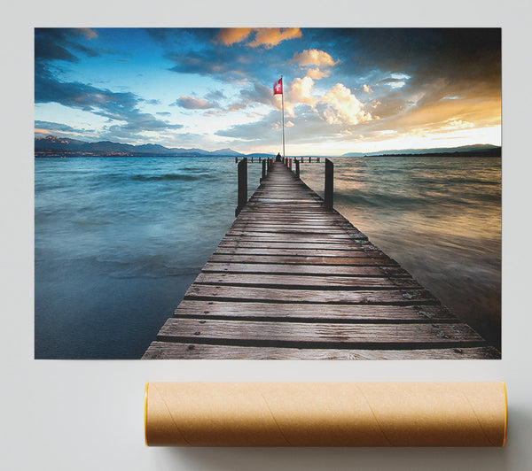 Lake Pontoon At Dusk Giclee Print