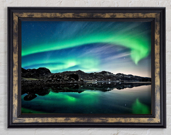 Aurora Green Skies Framed Print