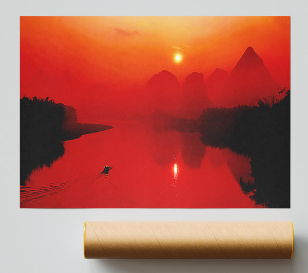 Red Paradise Lake Giclee Print