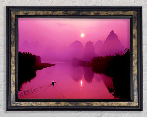 Pink Paradise Lake Framed Print