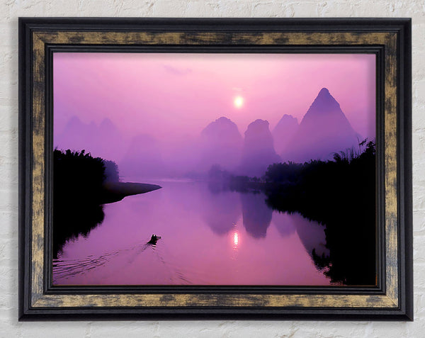 Pink Blue Paradise Lake Framed Print