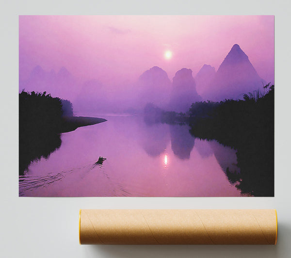 Pink Blue Paradise Lake Print