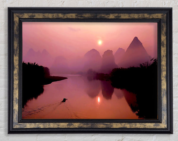 Peach Paradise Lake Framed Print