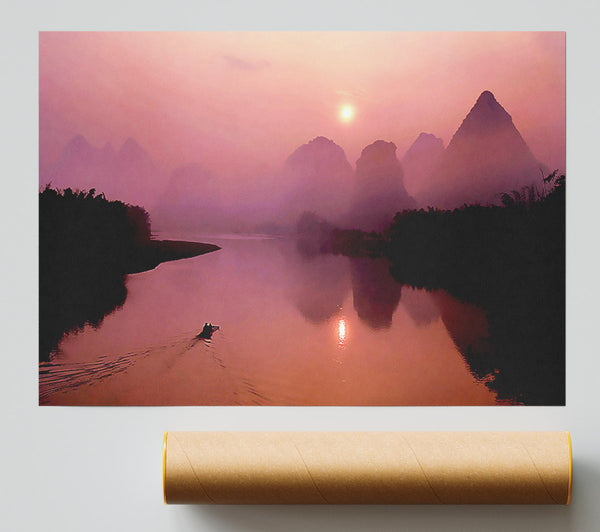 Peach Paradise Lake Giclee Print