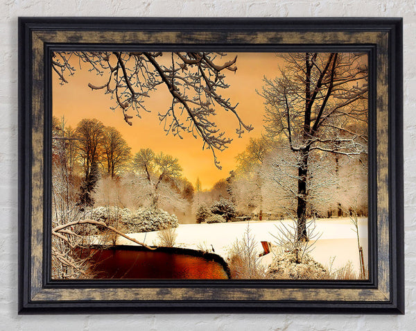 Winter Lake Paradise Framed Print