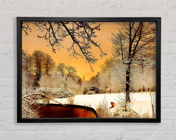 Winter Lake Paradise Framed Print