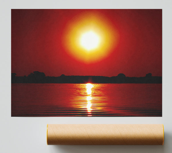 Orange Lake Sun Giclee Print