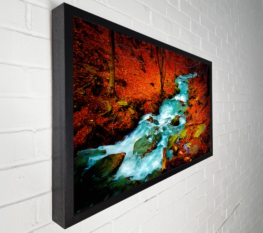  A Canvas Print of Red Autumn Stream Canvas Art