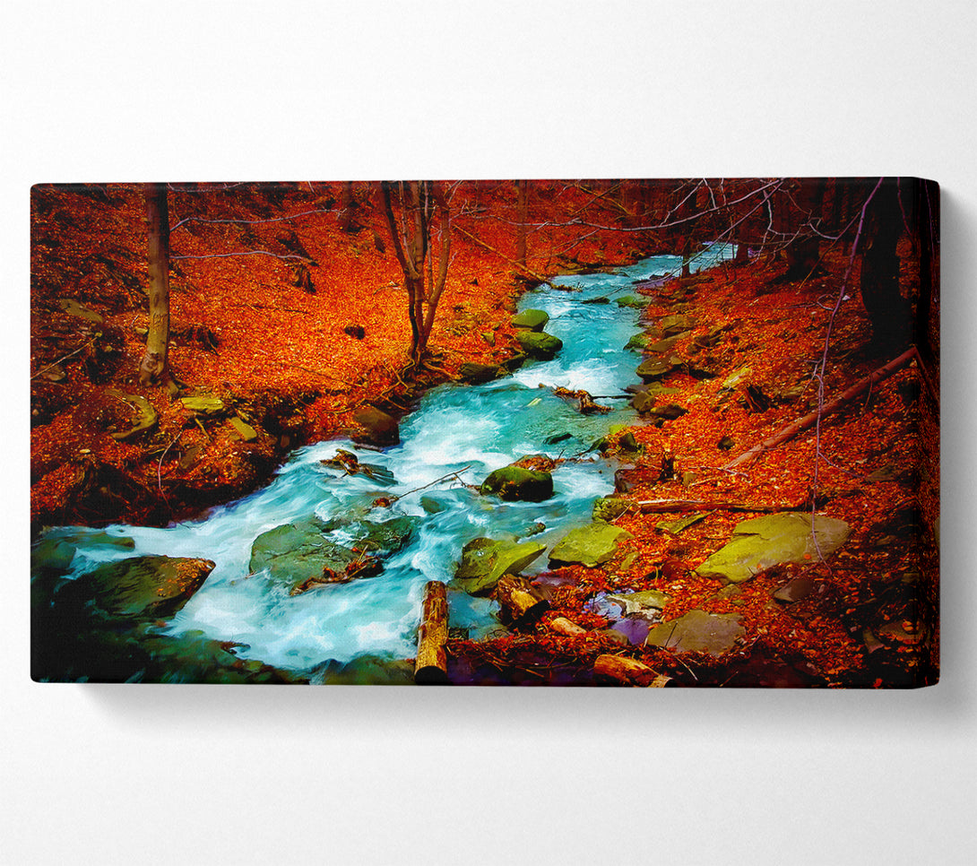  A Canvas Print of Red Autumn Stream Canvas Art