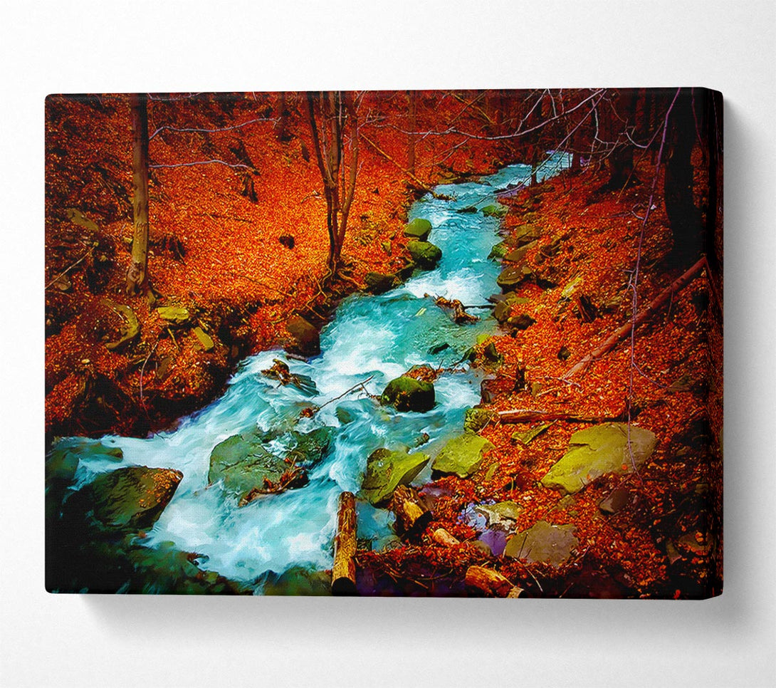  A Canvas Print of Red Autumn Stream Canvas Art
