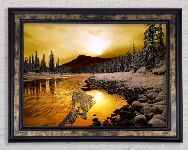 Stunning Golden Lake Framed Print