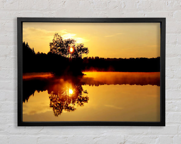 Reflexionen des Sonnenuntergangsbaums