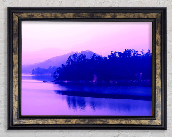 Pink Blue Lake Serine Framed Print