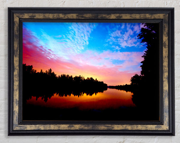 River Sunset Calm Framed Print