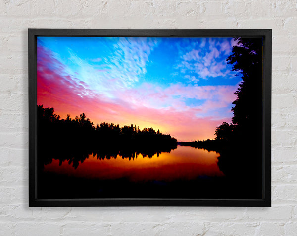 River Sunset Calm Framed Print