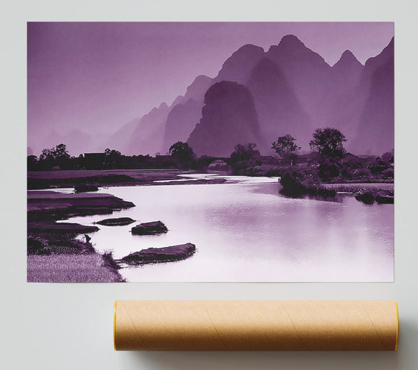 Mauve Mountain Lake Print