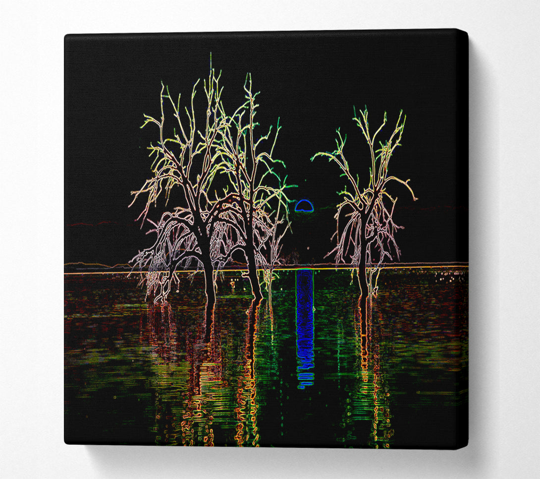  A Canvas Print of Abstract Neon Landscape 15 Canvas Wall Art