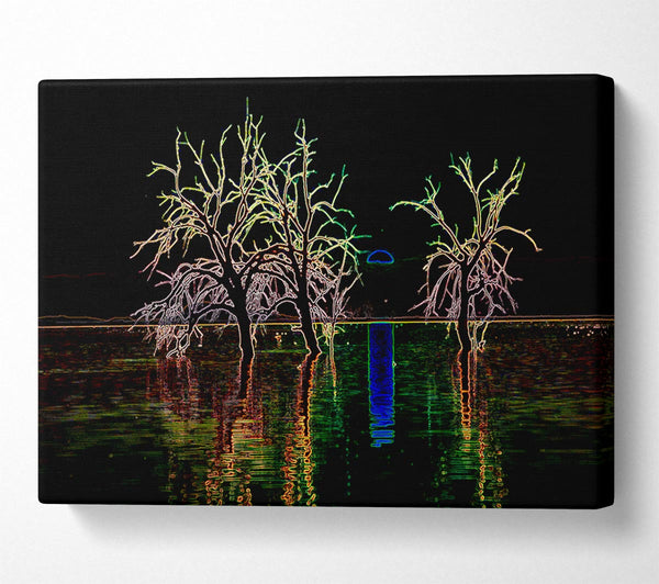  A Canvas Print of Abstract Neon Landscape 15 Canvas Wall Art