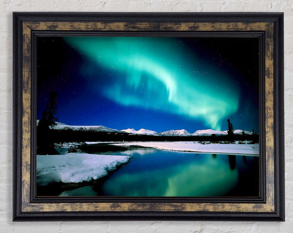Northern Lights Lake View Framed Print