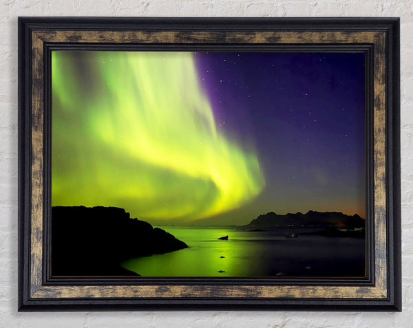 Northern Lights River Flow Framed Print