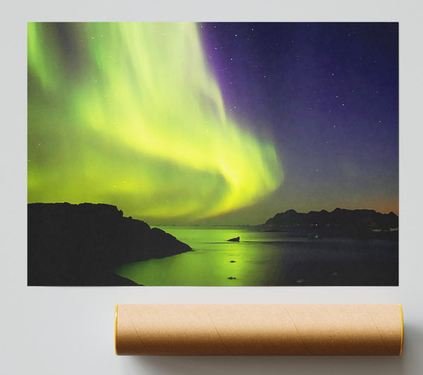 Northern Lights River Flow Poster