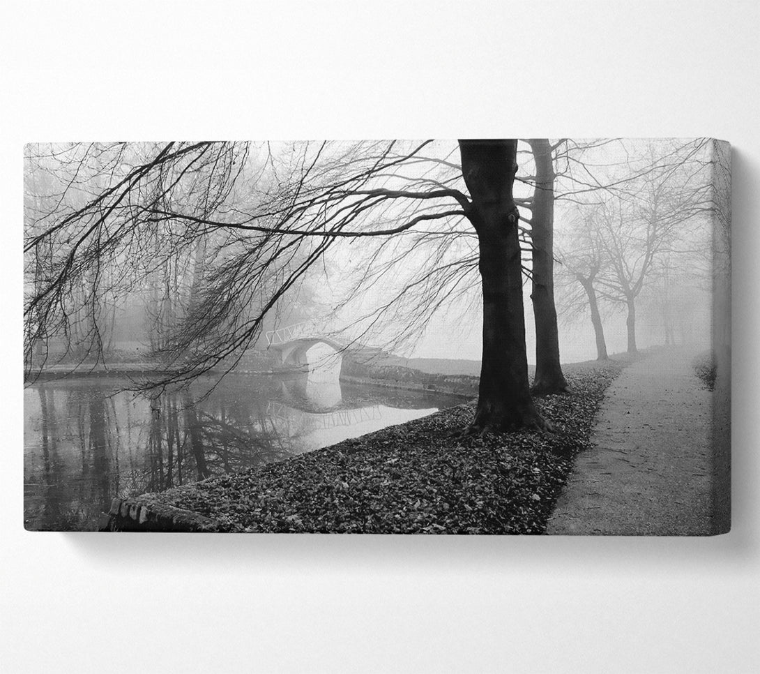  A Canvas Print of Winter River Walk B n W Canvas Print