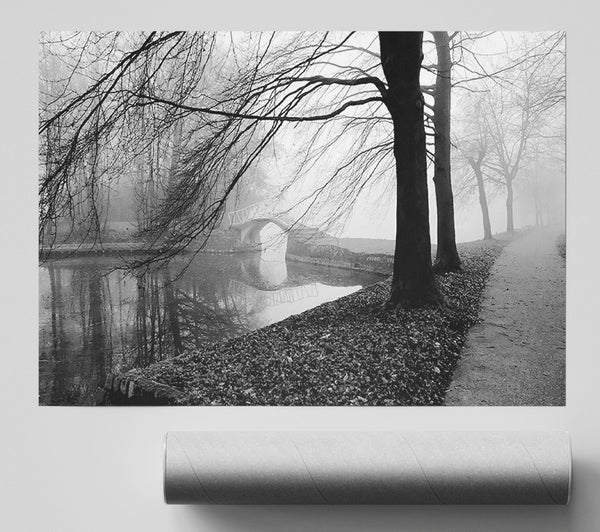 Winter River Walk B N W Print