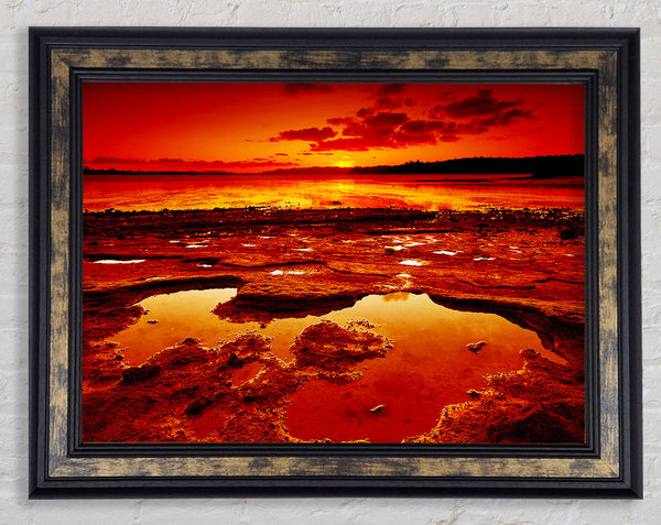 Stunning Orange Water Bay Framed Print