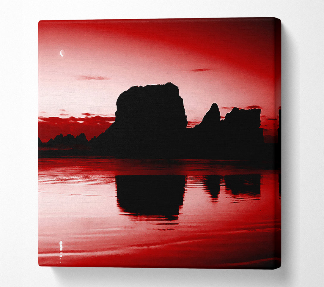  A Canvas Print of Moon Reflections Red Canvas Wall Art