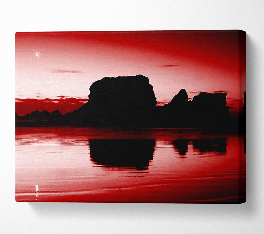  A Canvas Print of Moon Reflections Red Canvas Wall Art