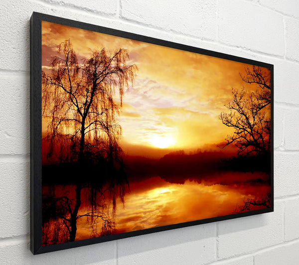 Golden Clouds Over The Lake