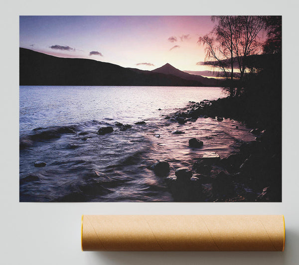 River Bank Sunrise Poster