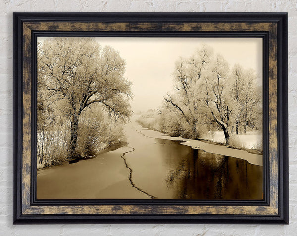 Winter Wonderland Sepia Framed Print